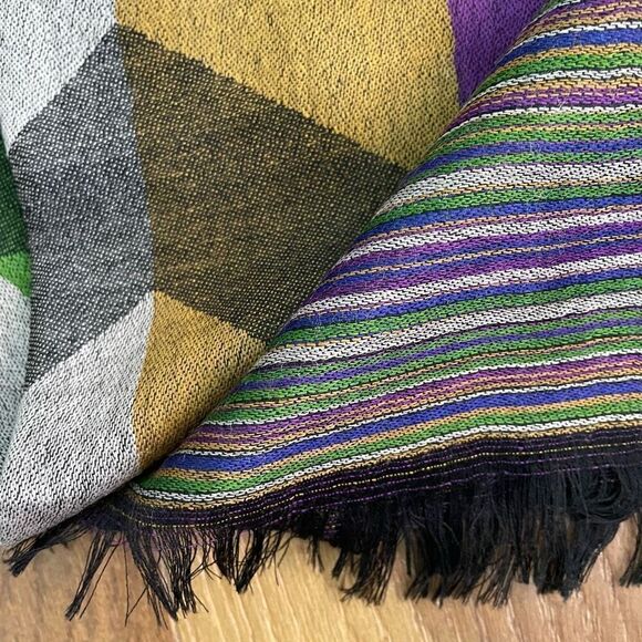 Girnar Shawl Scarf 100% New Wool Purple Green Grey Royal Blue Bronze 28” x 84” - Picture 5 of 9